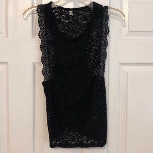 Free People Intimately Black Lace Tank Top Medium